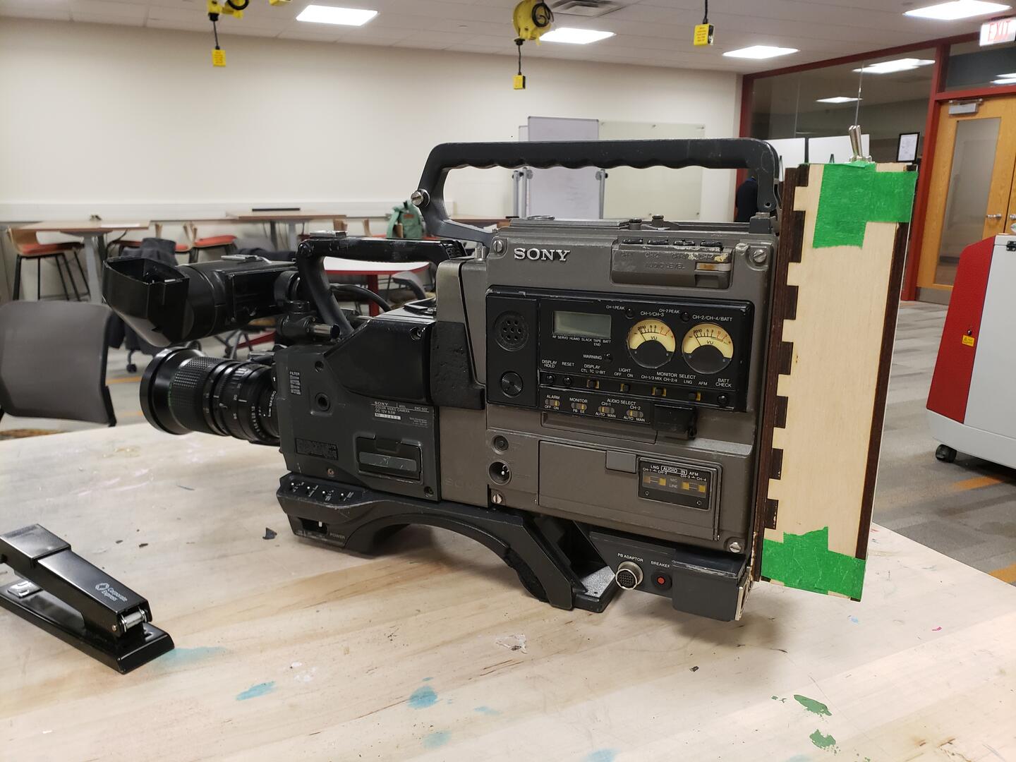 The camera with the box on it