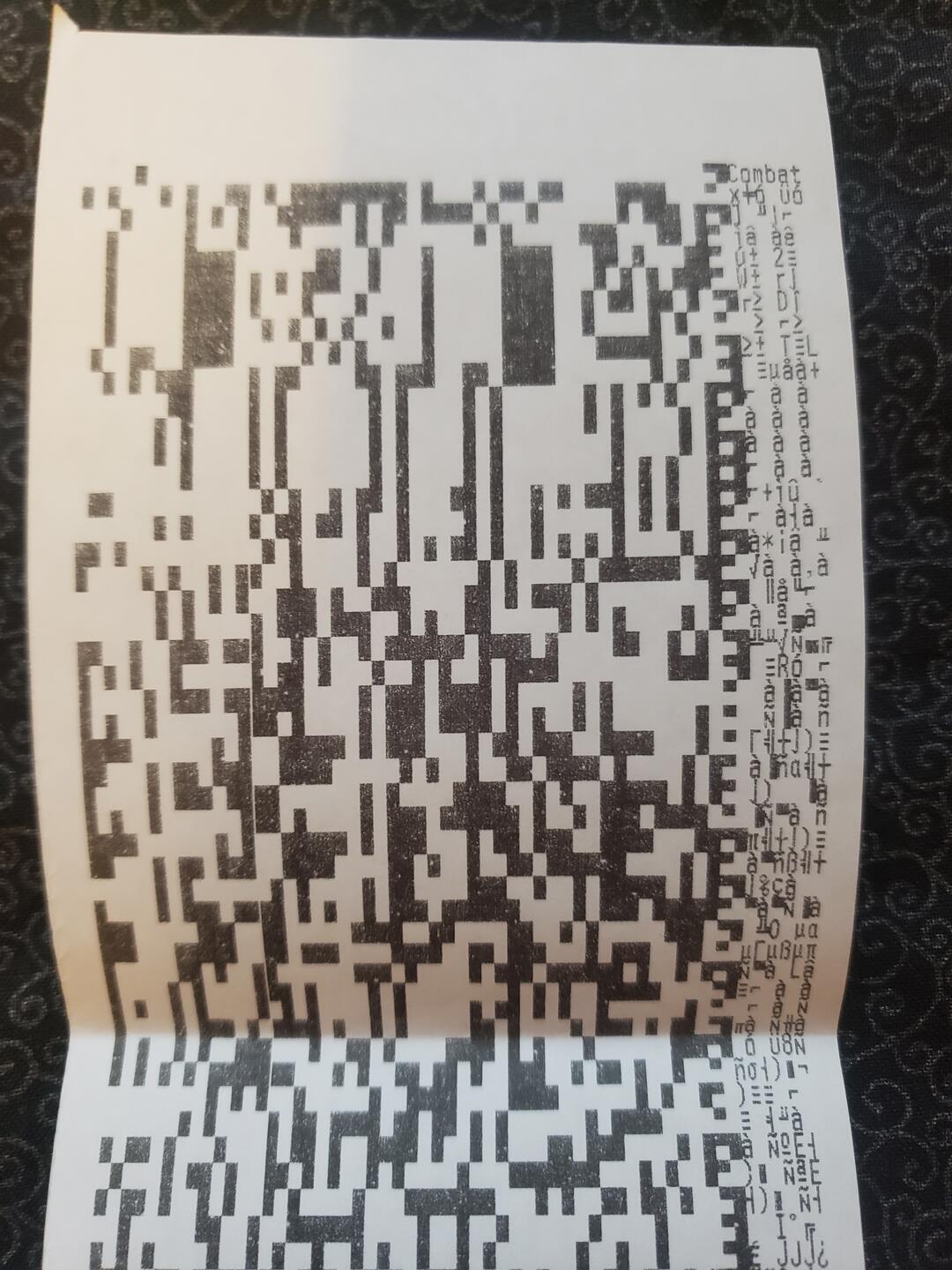 The raw binary of Atari's Combat, printed out